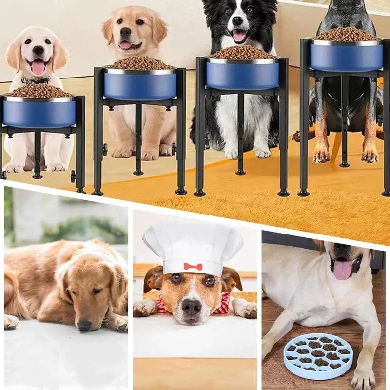 TechnuPet Raised Dog Bowls Metal Adjustable Raised Dog Bowl Stand