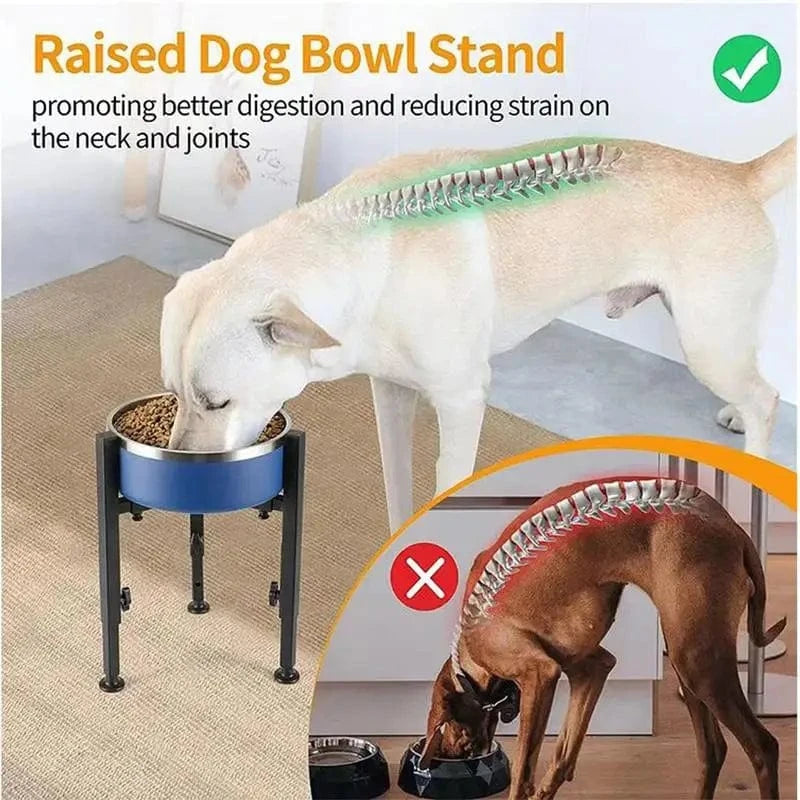 TechnuPet Raised Dog Bowls Metal Adjustable Raised Dog Bowl Stand