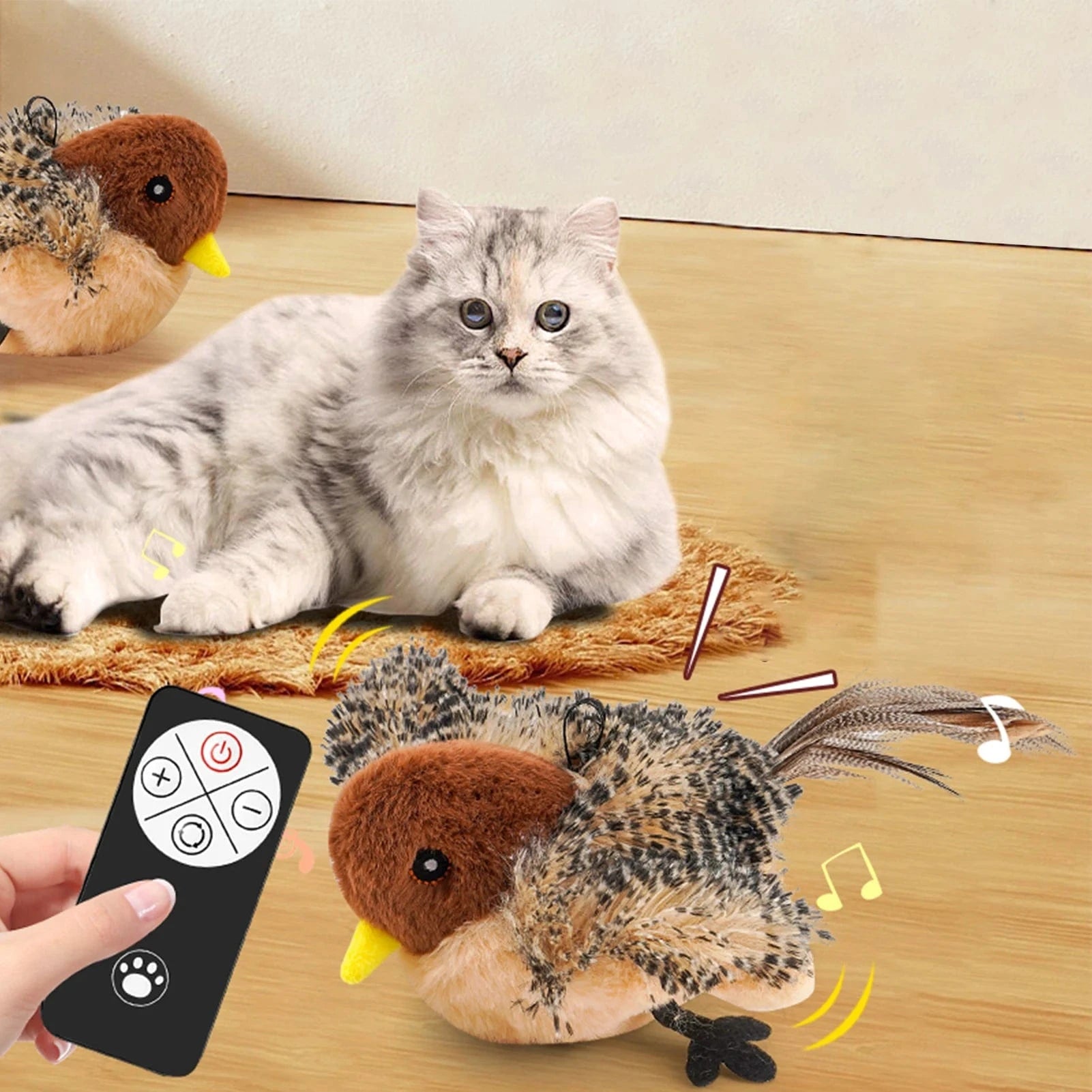 TechnuPet Smart Cat Toys Remote-Control Chirping Bird Cat Toy