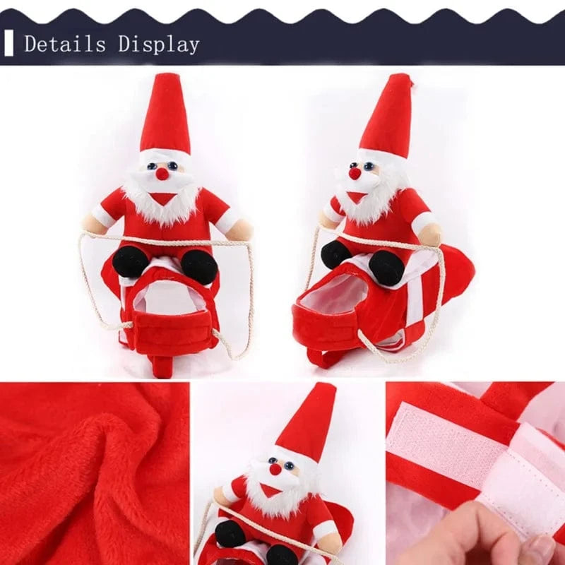 TechnuPet Dog Christmas Outfit Riding Santa Claus Christmas Dog Outfit