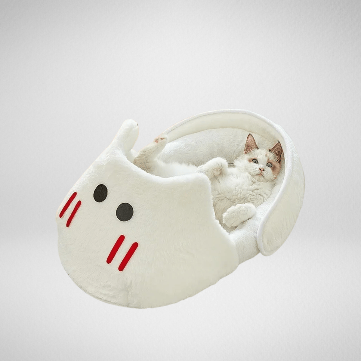 TechnuPet Cat Bed White / 60X36X26CM Semi-Enclosed Cat Bed Slip-On Style