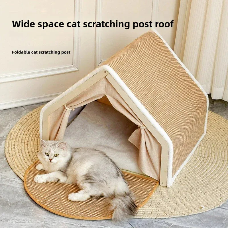 TechnuPet Cat Houses Semi-Enclosed Cat House with Scratcher
