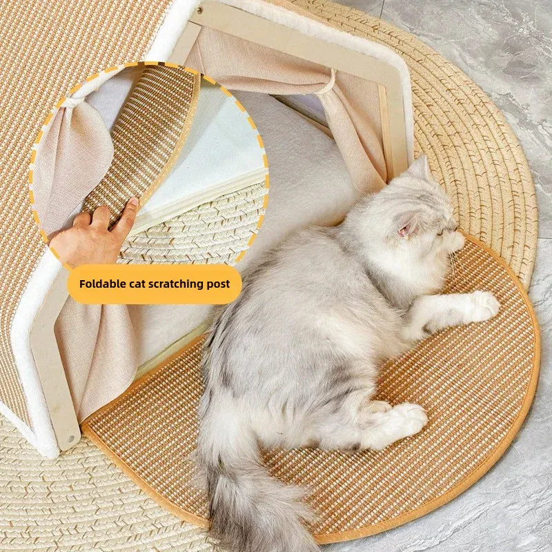 TechnuPet Cat Houses Semi-Enclosed Cat House with Scratcher