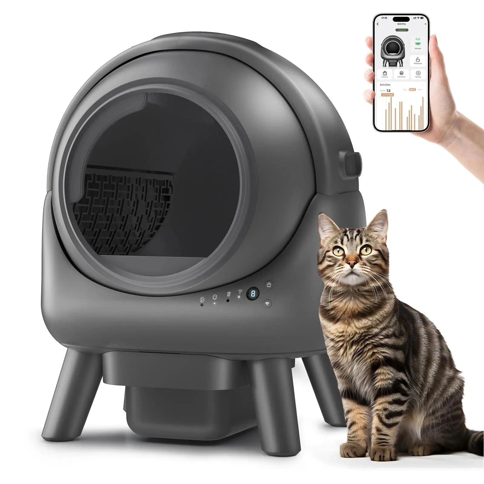 TechnuPet Smart Cat Litter Grey A Smart Self-Cleaning Cat Litter Box