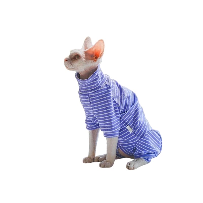 TechnuPet Cat Sweaters Blue / XXL Striped 4-Leg Cotton Coat