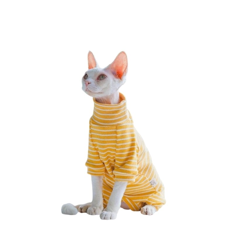 TechnuPet Cat Sweaters Yellow / XXL Striped 4-Leg Cotton Coat