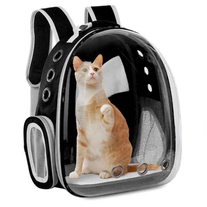 TechnuPet Pet Backpack Black without cover Transparent Space Capsule Pet Backpack