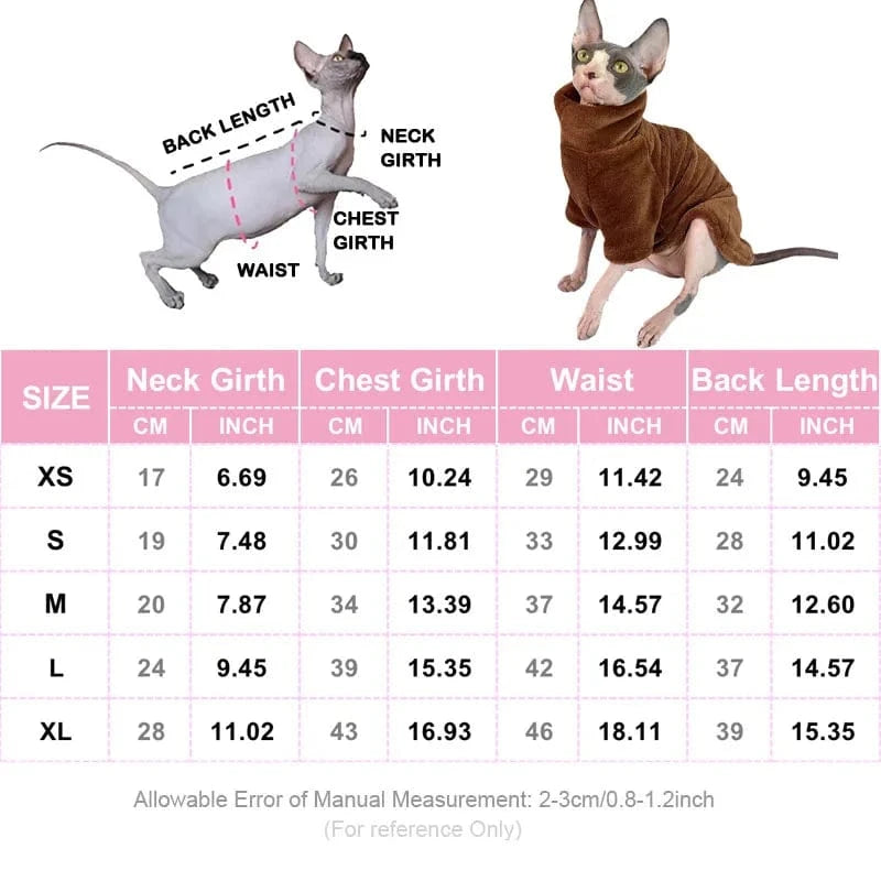 TechnuPet Cat Sweaters Turtleneck Sphynx Cat Sweater