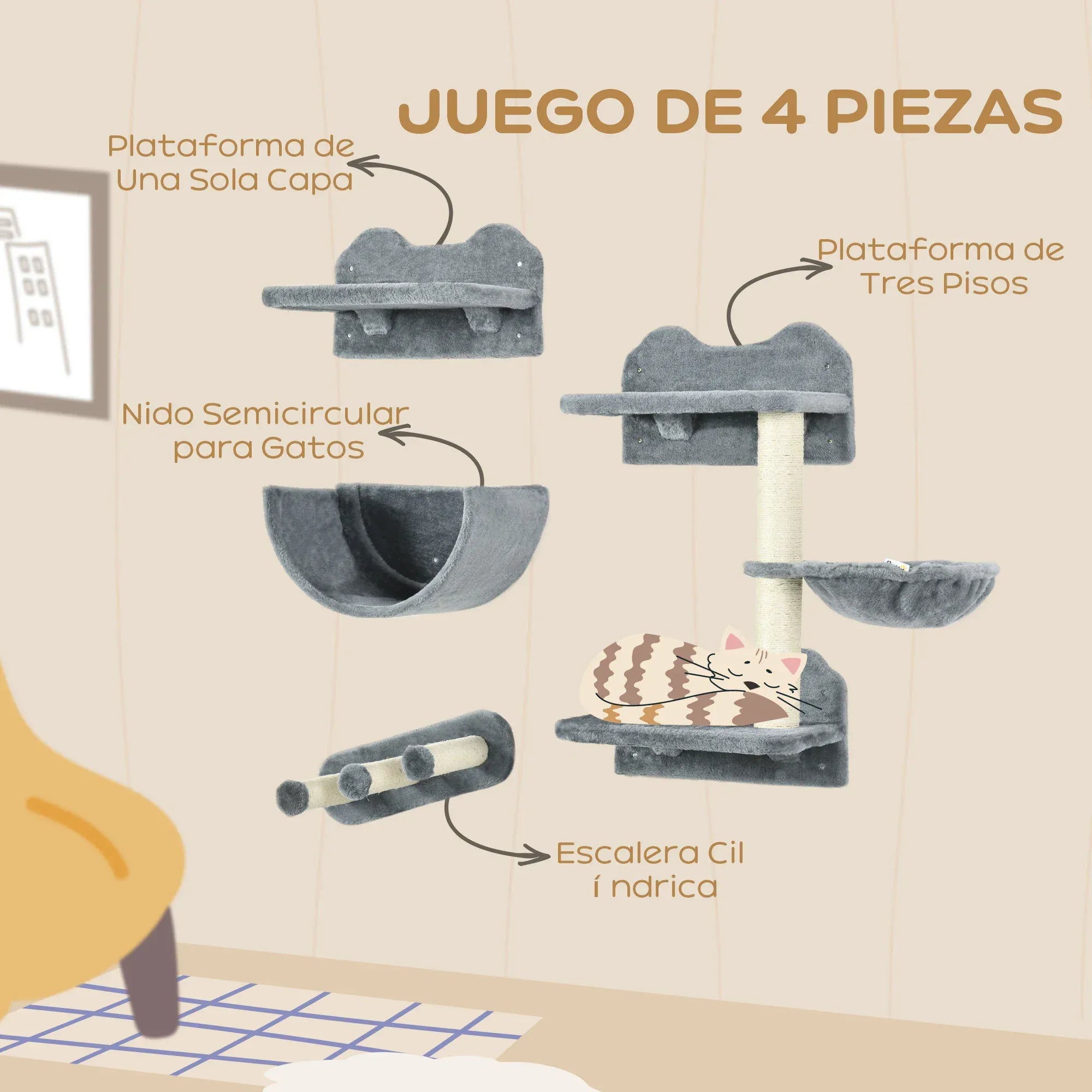 TechnuPet Cat Tree spain Wall Cat Climbing Rack