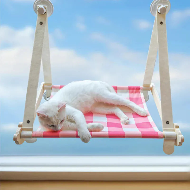 TechnuPet Cat Hammock Wooden Window Cat Hammock Mat