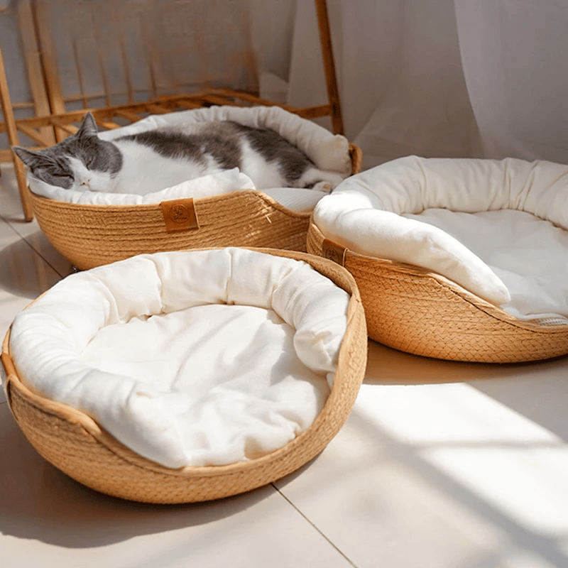 TechnuPet Cat Bed Woven Bamboo Pet Bed